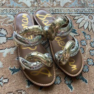 NWOT Sam Edelman Hellen Slide Sandals Metallic Multi Leather